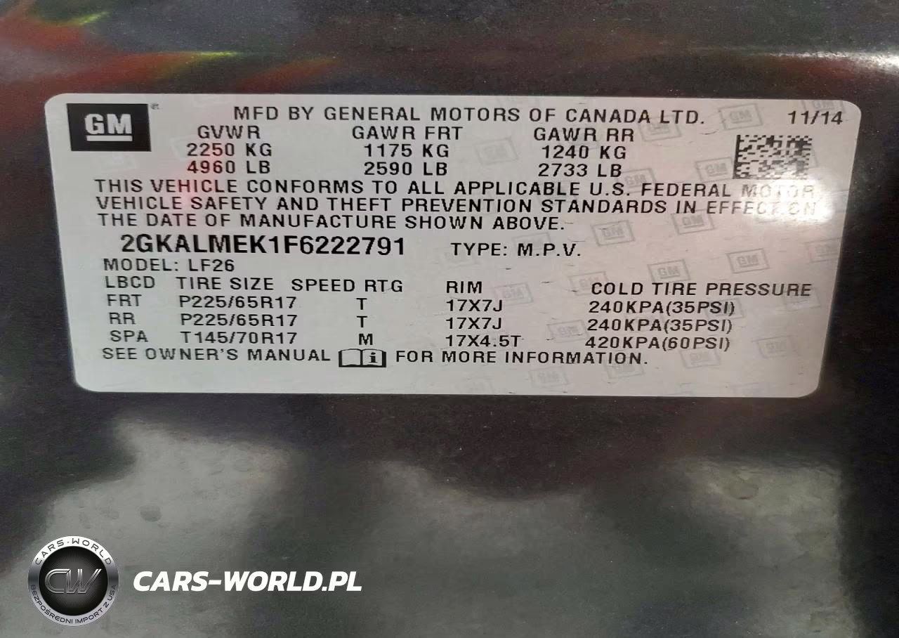 2015 GMC Terrain Sle VIN:2GKALMEK1F6222791 - 13