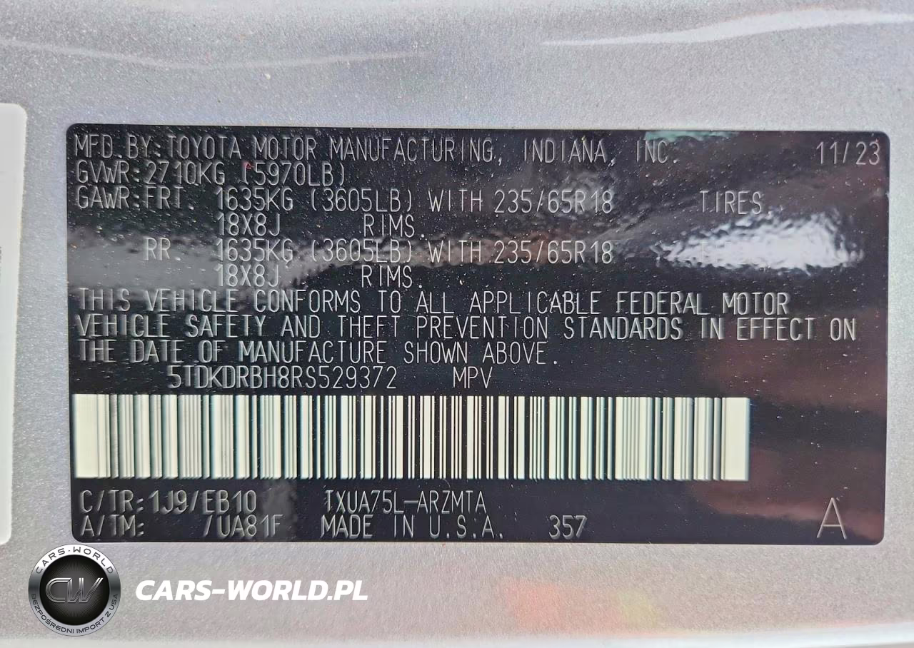 2024 Toyota Highlander Xle VIN:5TDKDRBH8RS529372 - 13