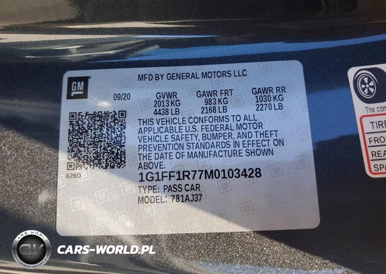 2021 Chevrolet Camaro Lz VIN:1G1FF1R77M0103428 - 12