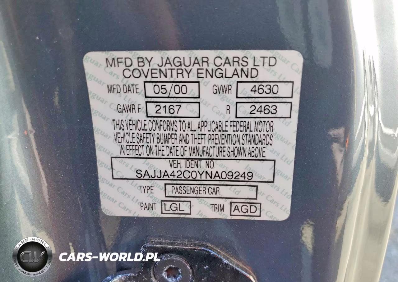 2000 Jaguar Xk8 VIN:SAJJA42C0YNA09249 - 12