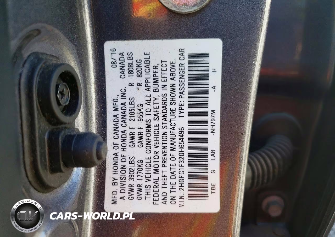 2016 Honda Civic Ex VIN:2HGFC1F32GH654496 - 12