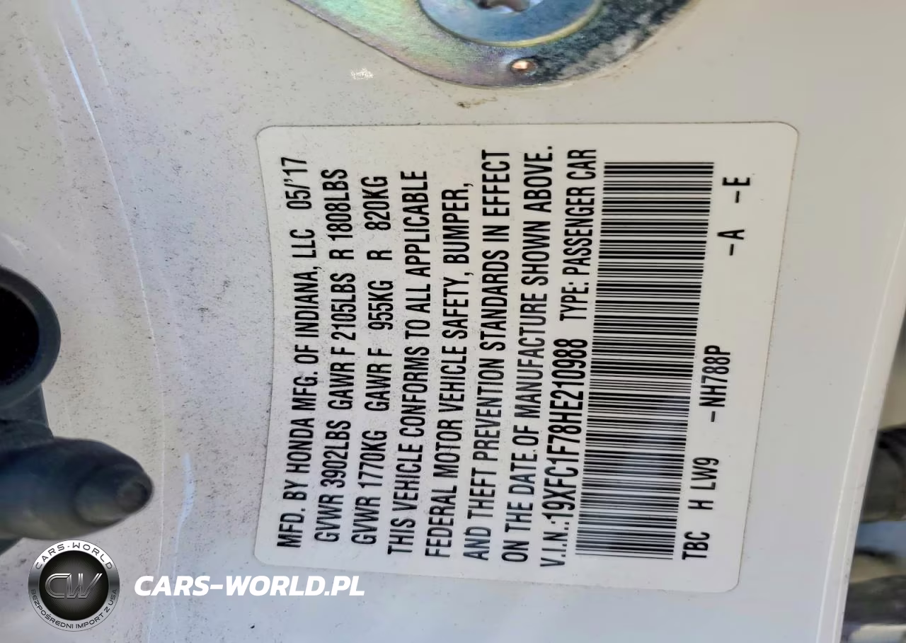 2017 Honda Civic Exl VIN:19XFC1F78HE210988 - 12
