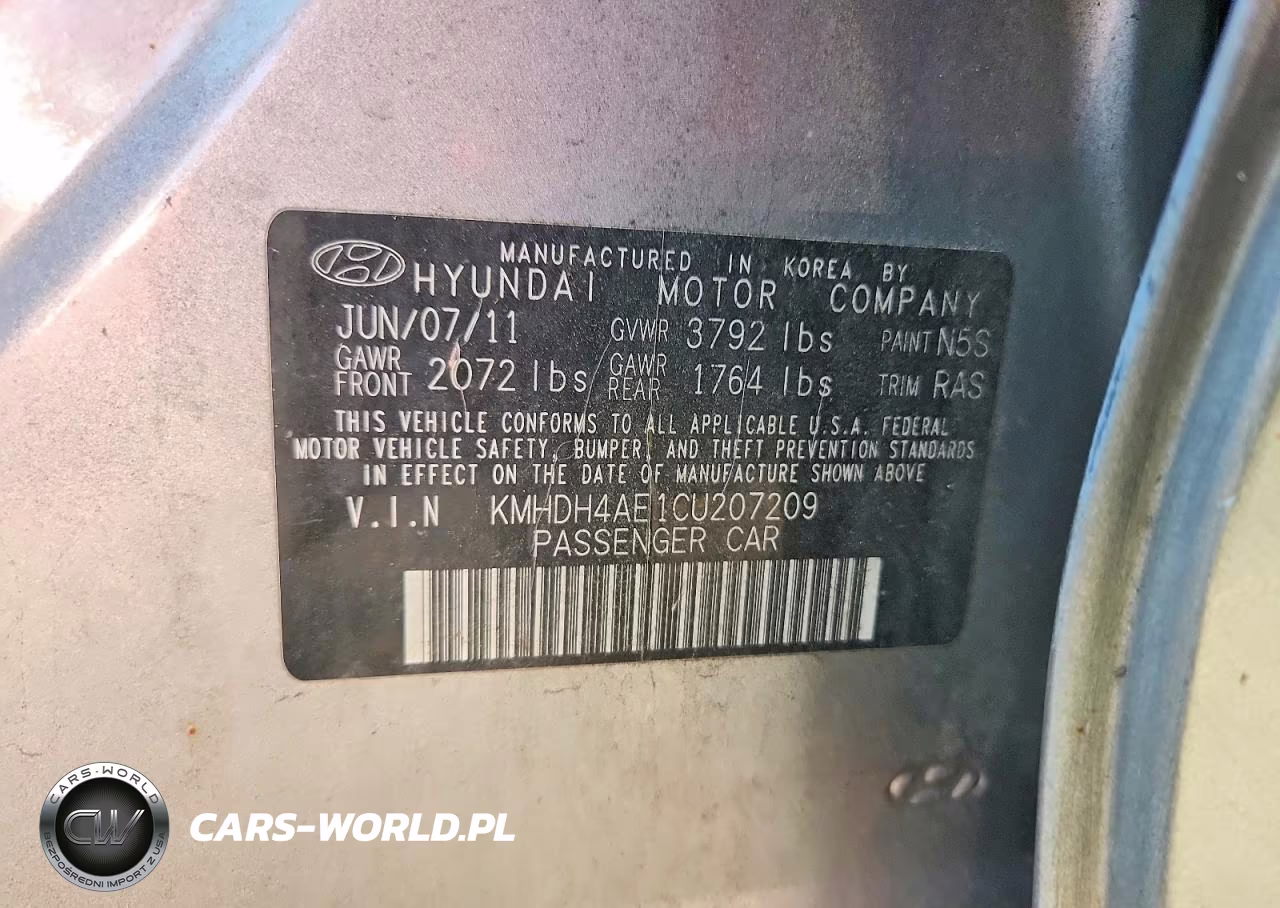 2012 Hyundai Elantra Limited VIN:KMHDH4AE1CU207209 - 12