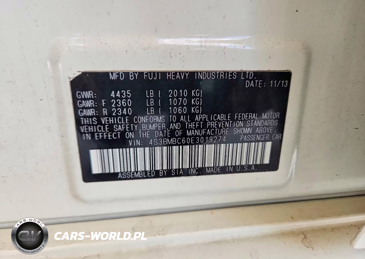 2014 Subaru Legacy 2.5I Premium VIN:4S3BMBC60E3019274 - 12