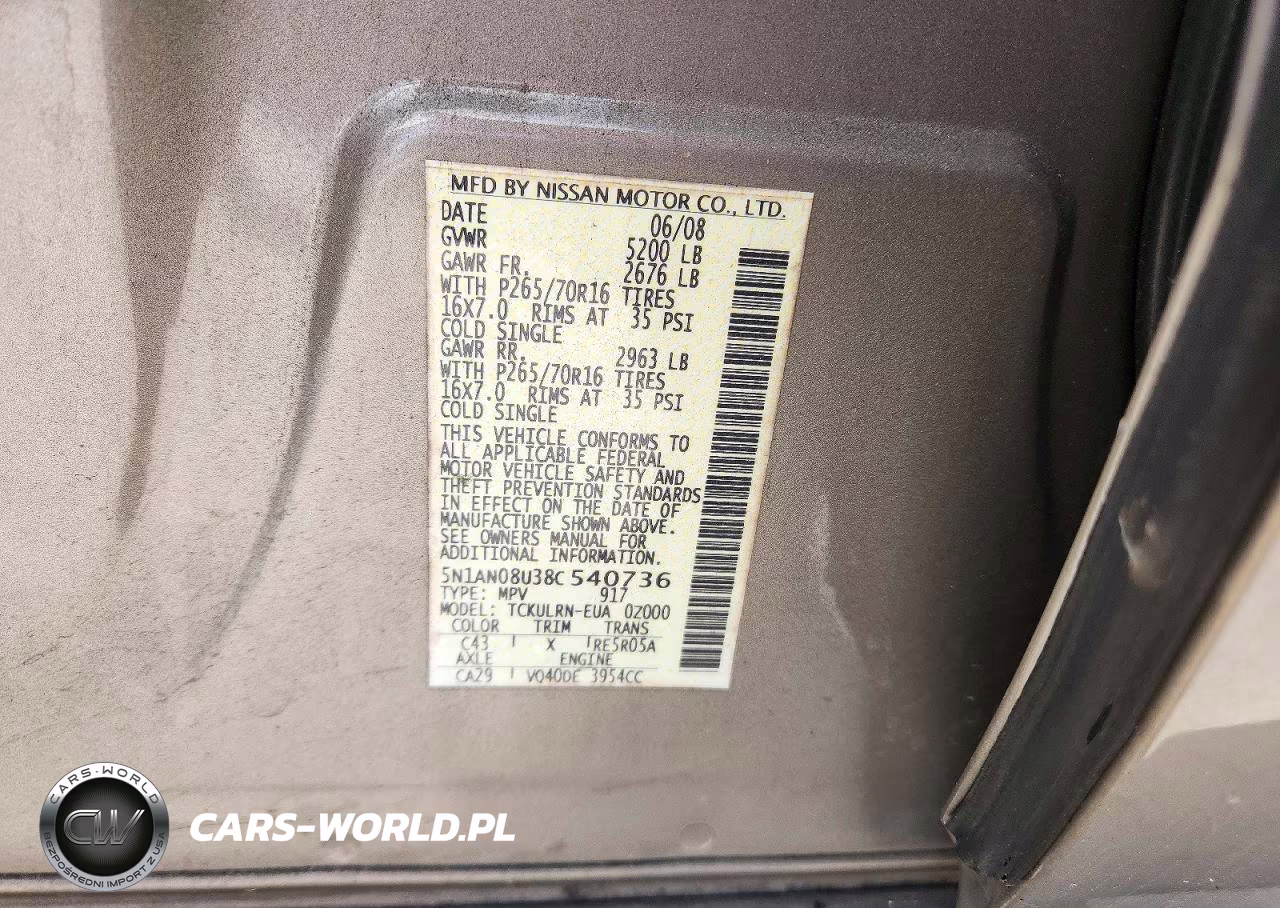 2008 Nissan Xterra X VIN:5N1AN08U38C540736 - 14