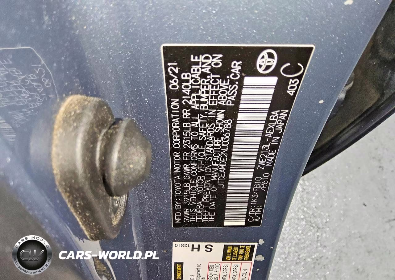 2022 Toyota Corolla Le VIN:JTDEAMDE2NJ036788 - 12