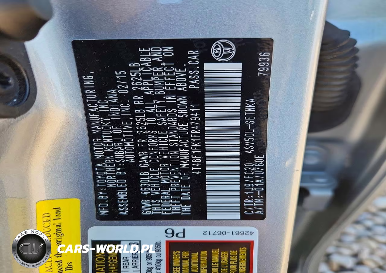 2015 Toyota Camry Le VIN:4T4BF1FK1FR479411 - 12