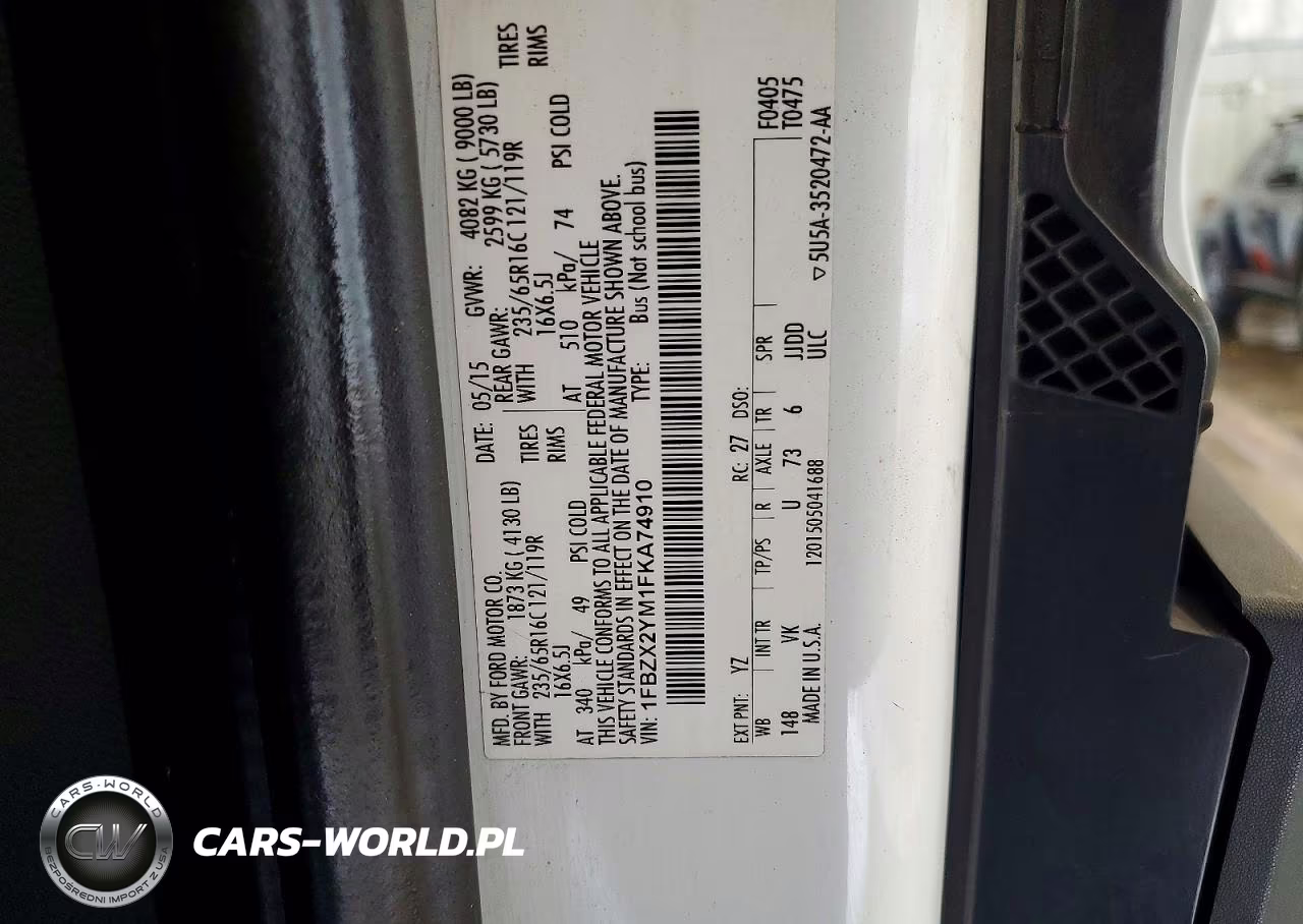2015 Ford Transit T-350 VIN:1FBZX2YM1FKA74910 - 13