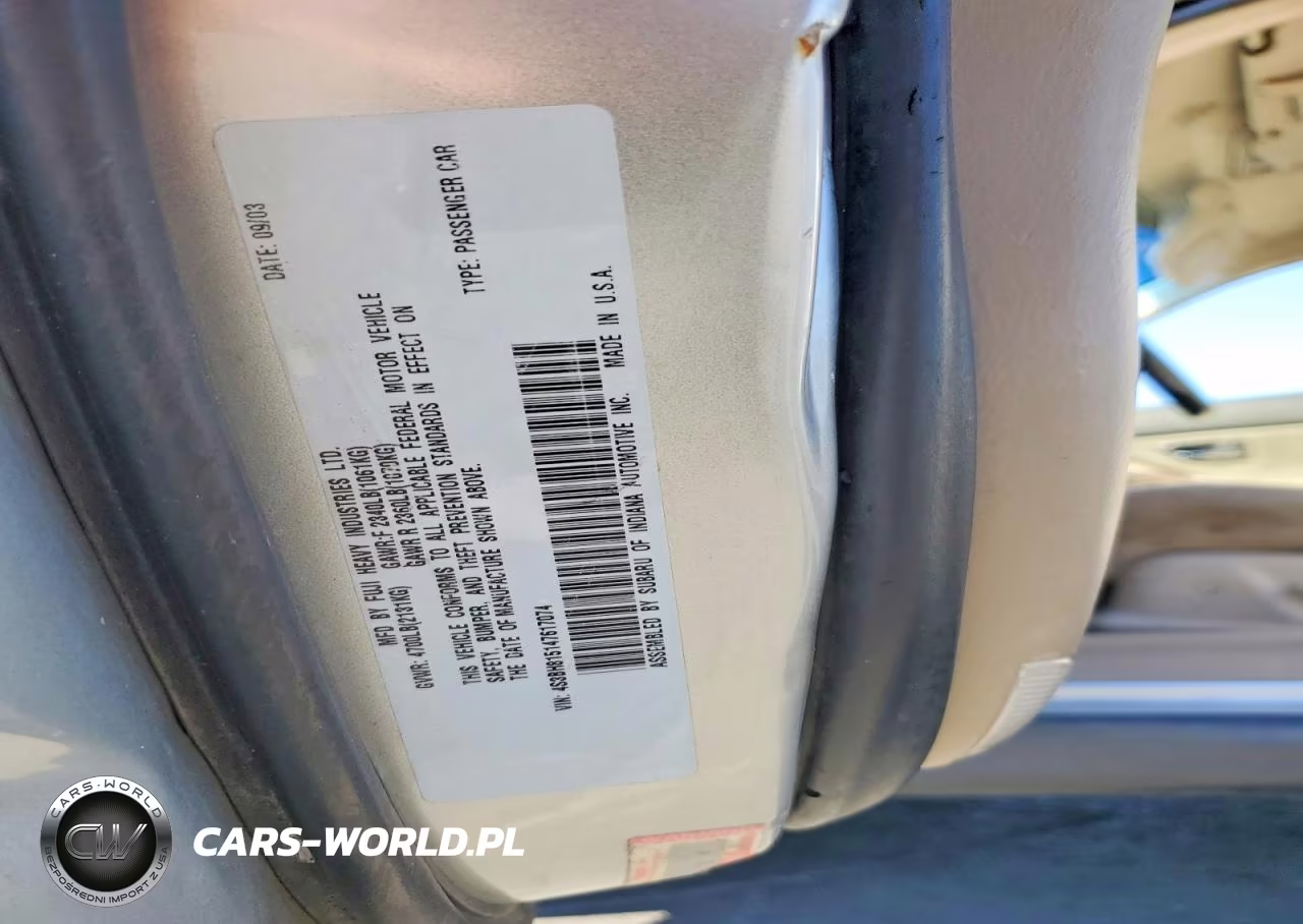 2004 Subaru Legacy Outback H6 3.0 Special VIN:4S3BH815147617074 - 12