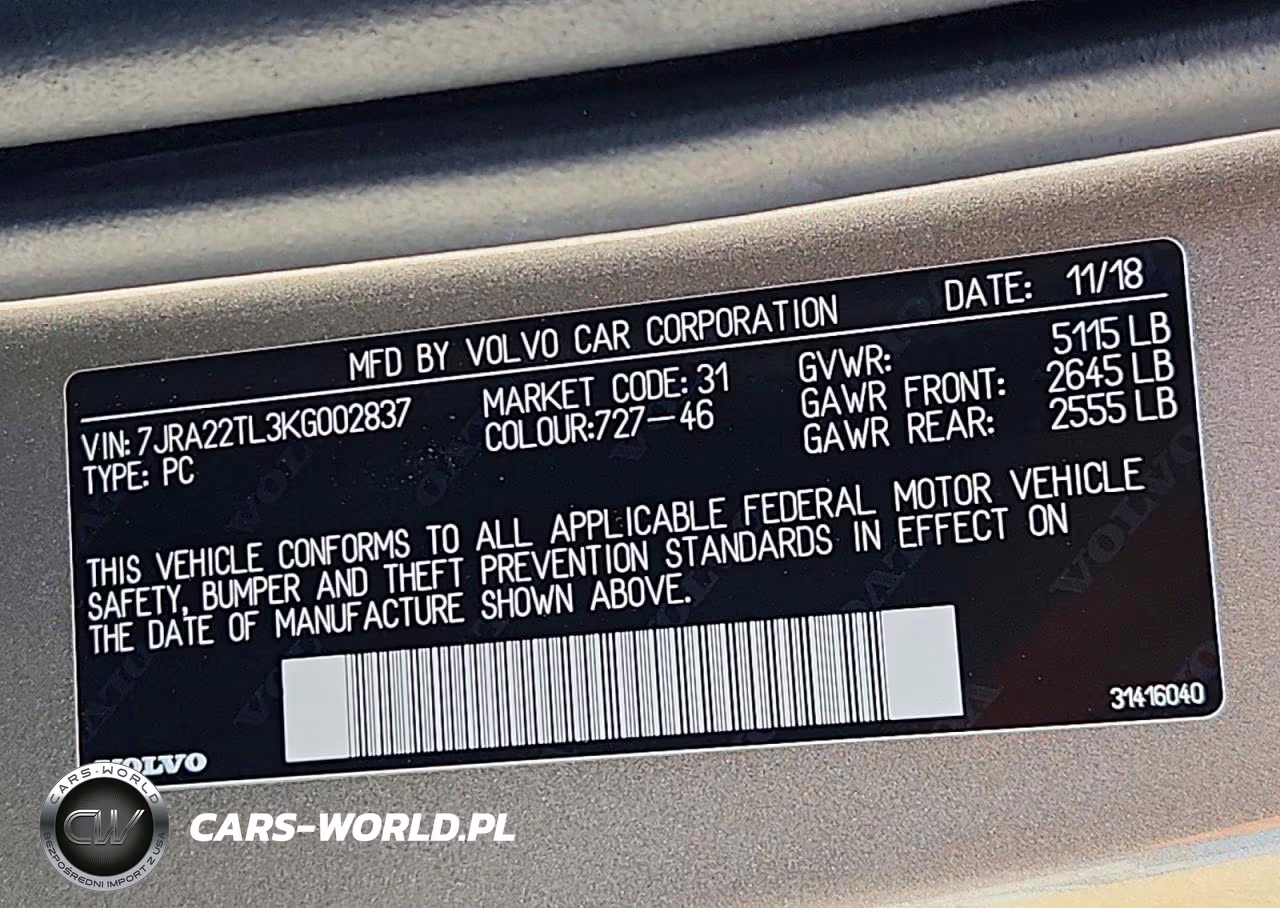 2019 Volvo S60 T6 Inscription VIN:7JRA22TL3KG002837 - 12