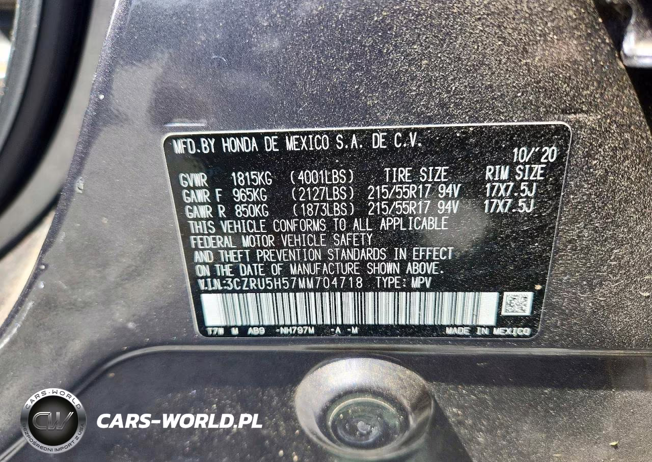 2021 Honda Hr-V Ex VIN:3CZRU5H57MM704718 - 13