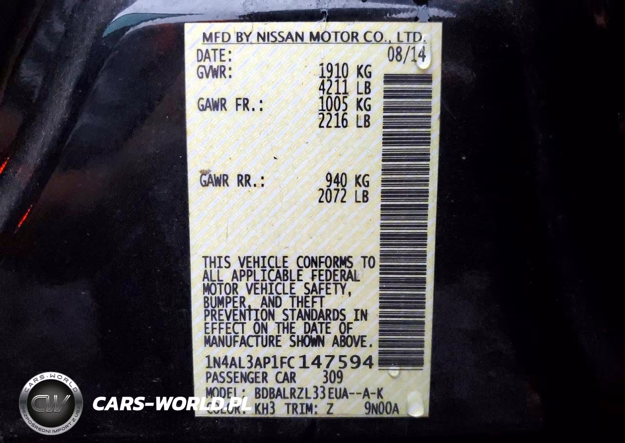 2015 Nissan Altima 2.5 Sl VIN:1N4AL3AP1FC147594 - 12