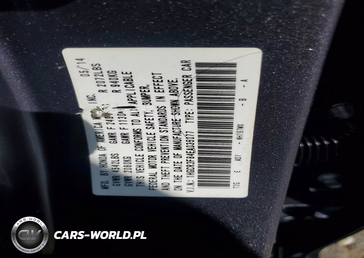 2014 Honda Accord Exl VIN:1HGCR3F84EA035077 - 12