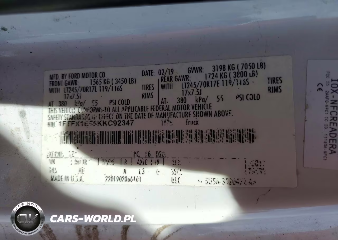 2019 Ford F150 Super Cab VIN:1FTFX1E55KKC92347 - 12
