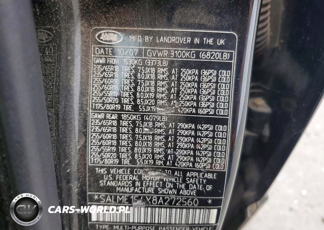 2008 Land Rover Range Rover Hse VIN:SALME154X8A272560 - 13