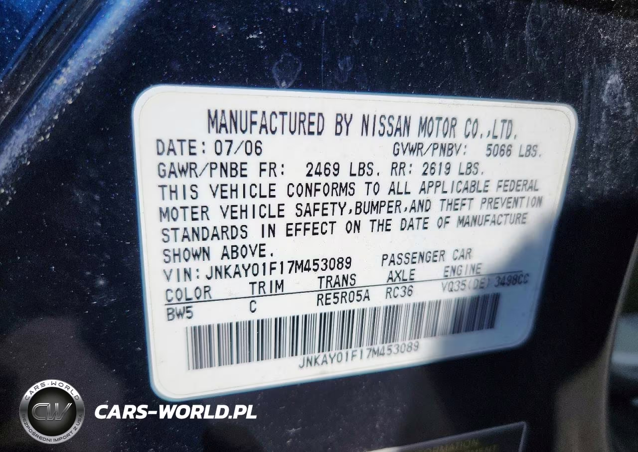 2007 Infiniti M35 VIN:JNKAY01F17M453089 - 12