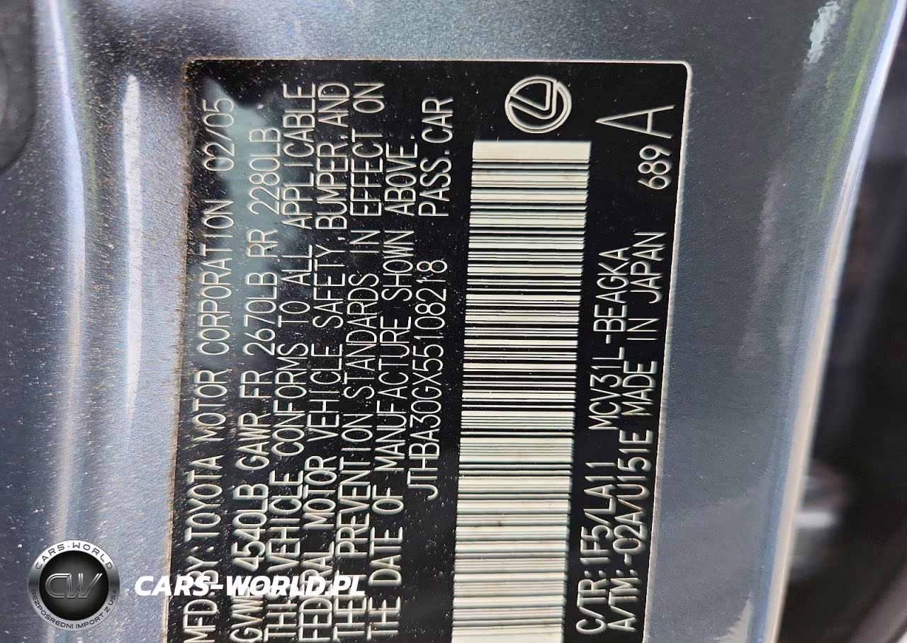 2005 Lexus Es 330 VIN:JTHBA30GX55108218 - 12