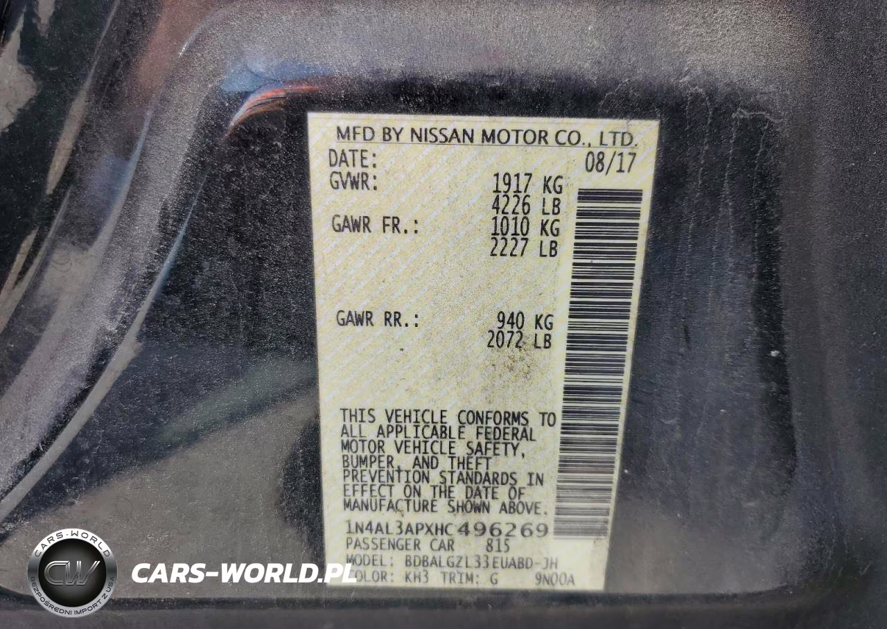 2017 Nissan Altima 2.5 VIN:1N4AL3APXHC496269 - 12