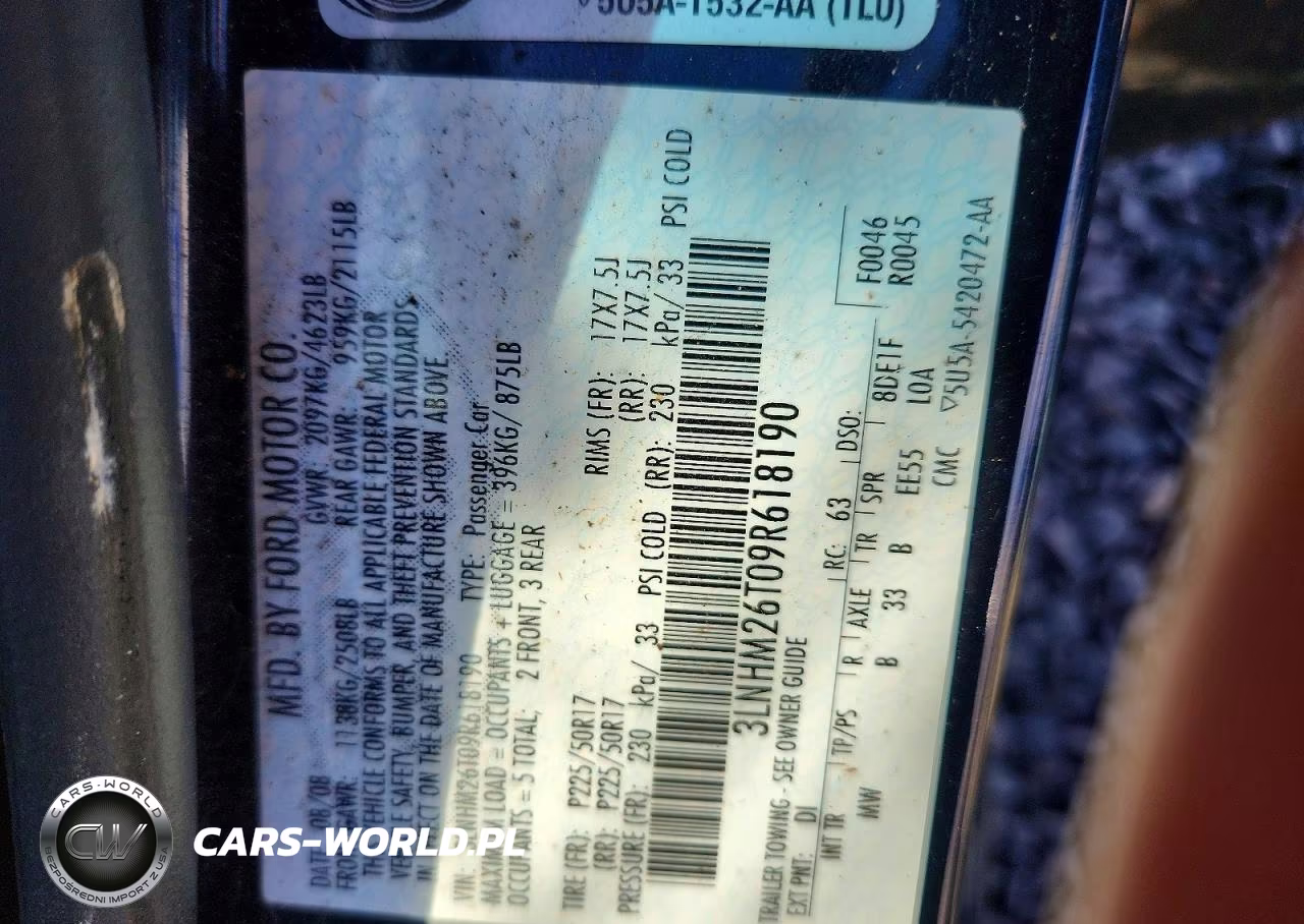 2009 Lincoln Mkz VIN:3LNHM26T09R618190 - 12