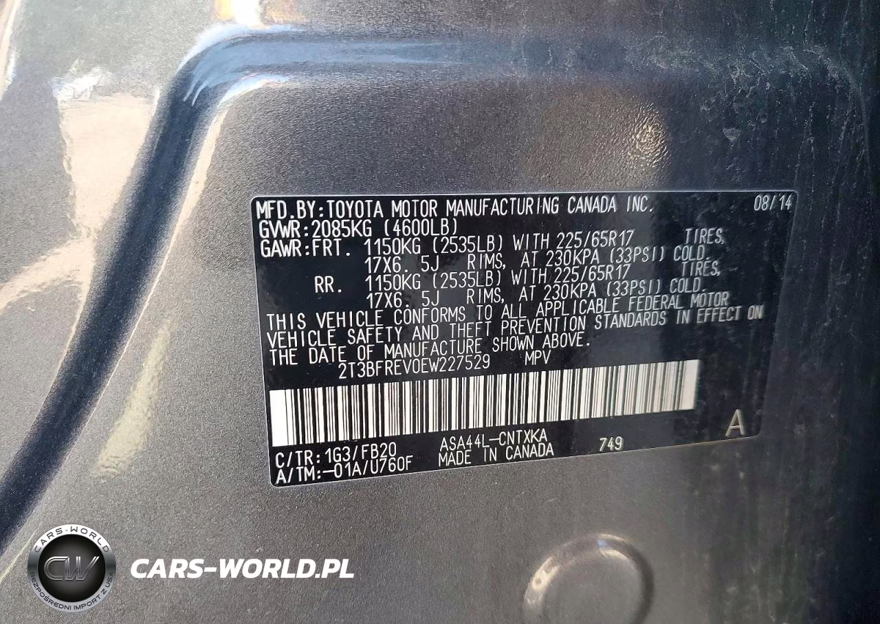 2014 Toyota Rav4 Le VIN:2T3BFREV0EW227529 - 13