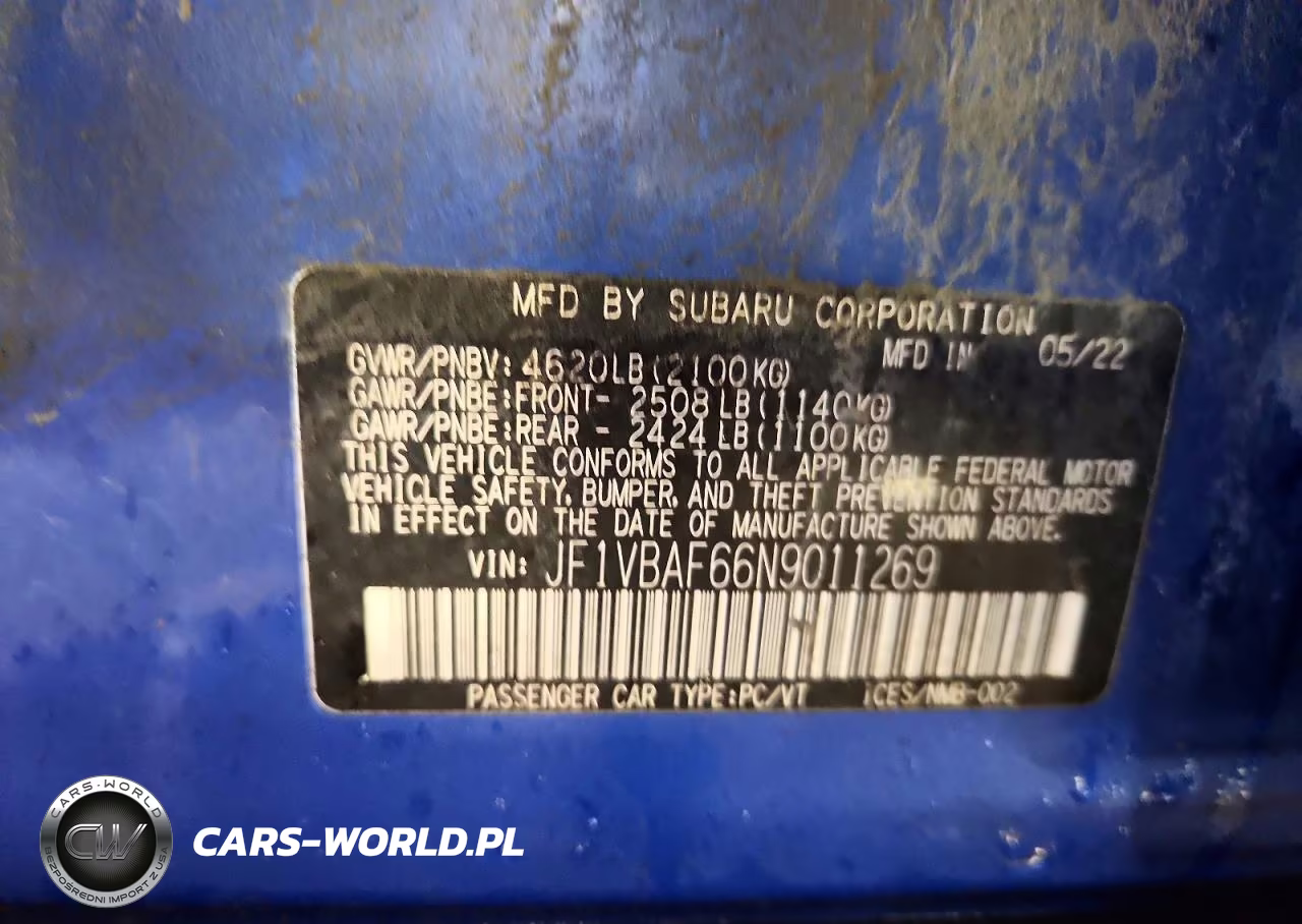 2022 Subaru Wrx Premium VIN:JF1VBAF66N9011269 - 13