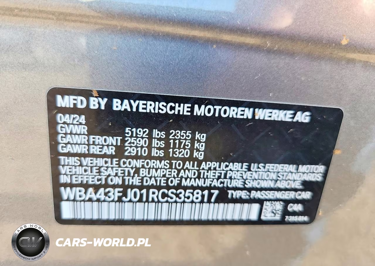 2024 BMW 530 I VIN:WBA43FJ01RCS35817 - 13