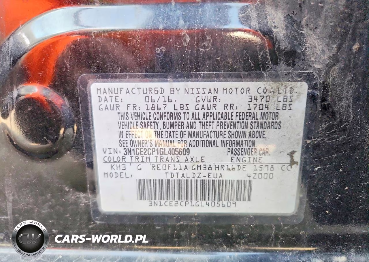 2016 Nissan Versa VIN:3N1CE2CP1GL405609 - 12