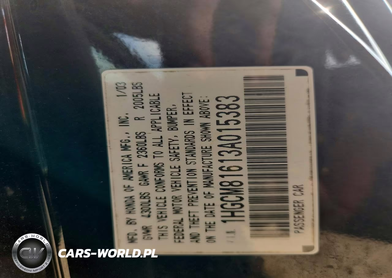 2003 Honda Accord Ex VIN:1HGCM81613A015383 - 12