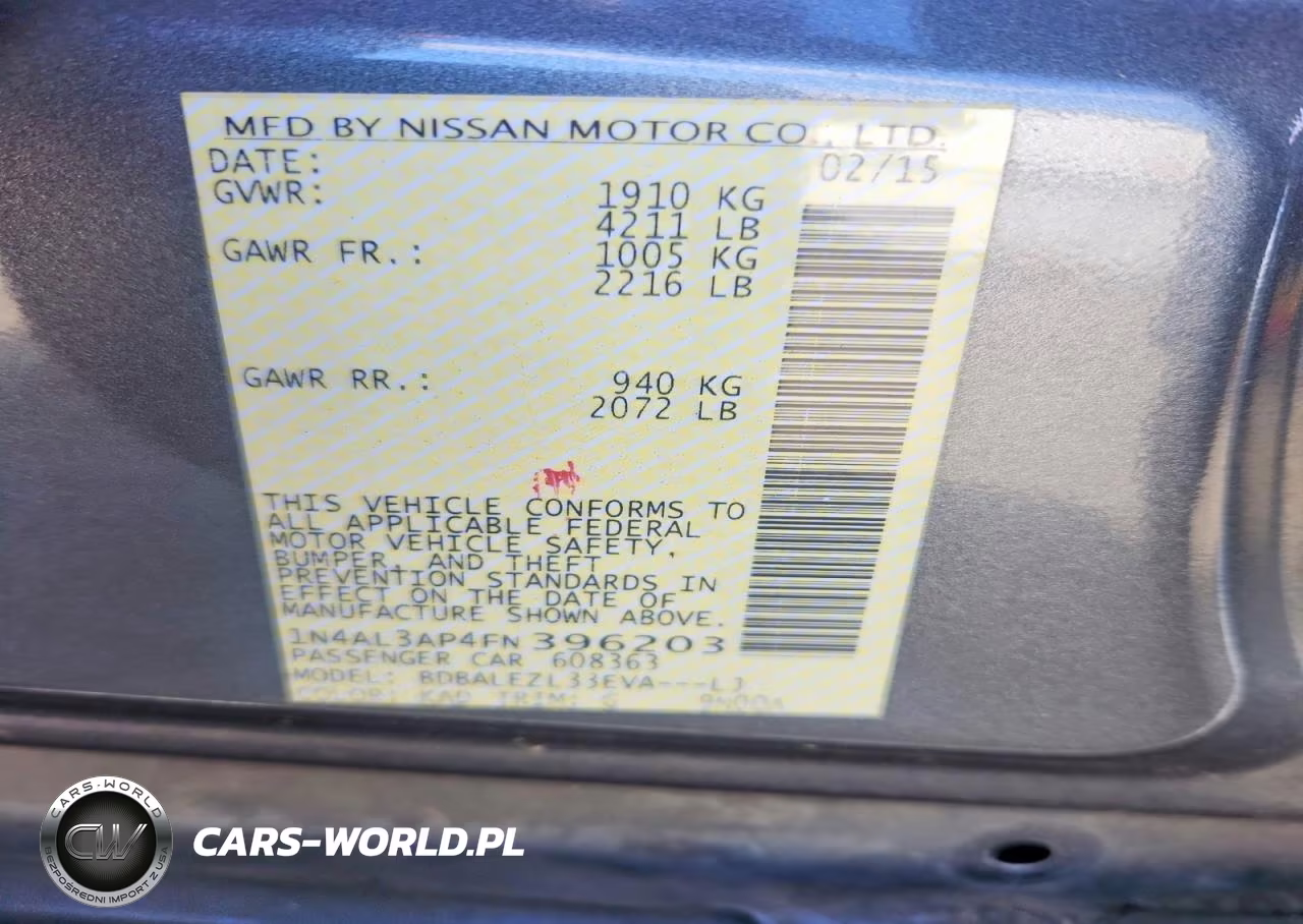 2015 Nissan Altima 2.5 S VIN:1N4AL3AP4FN396203 - 13