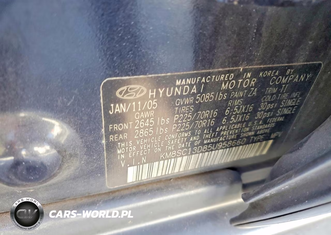 2005 Hyundai Santa Fe Gls VIN:KM8SC13D85U958660 - 13