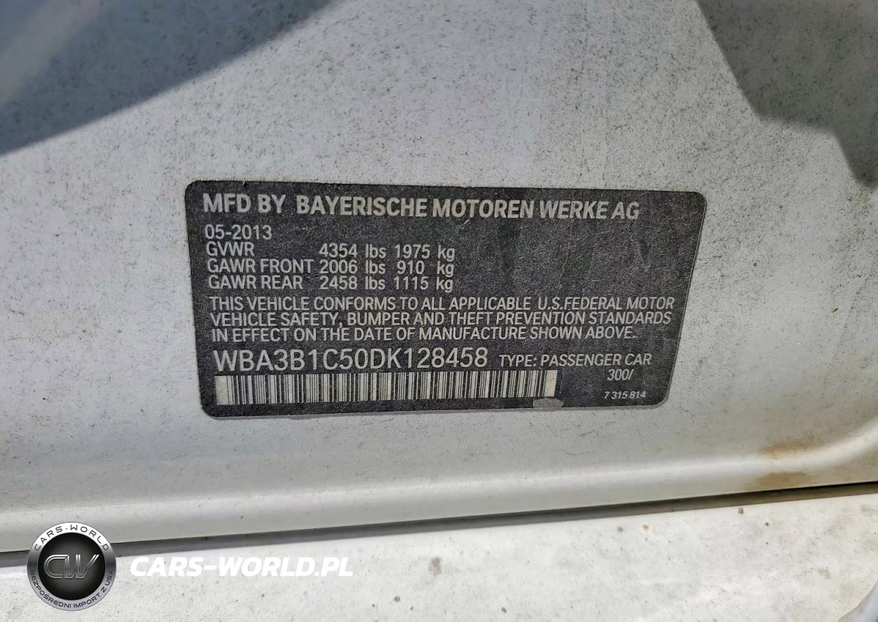 2013 BMW 320 I VIN:WBA3B1C50DK128458 - 12