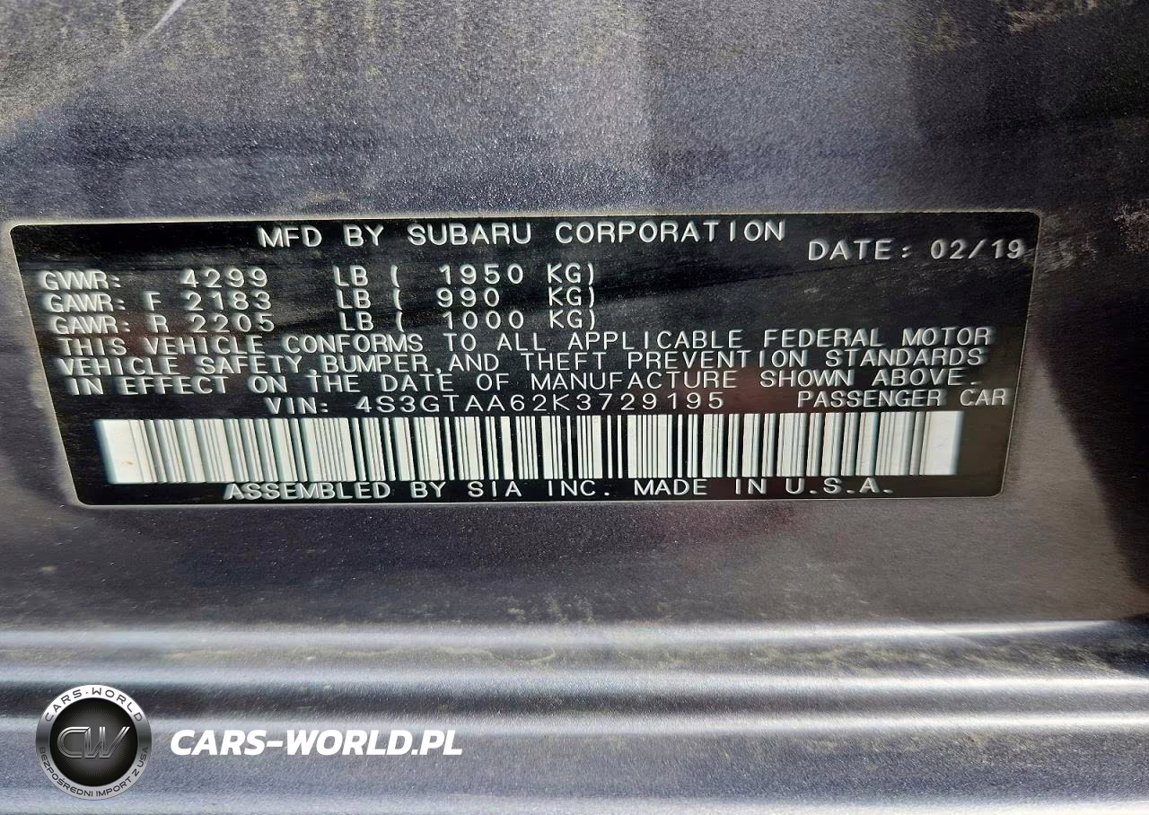 2019 Subaru Impreza VIN:4S3GTAA62K3729195 - 13