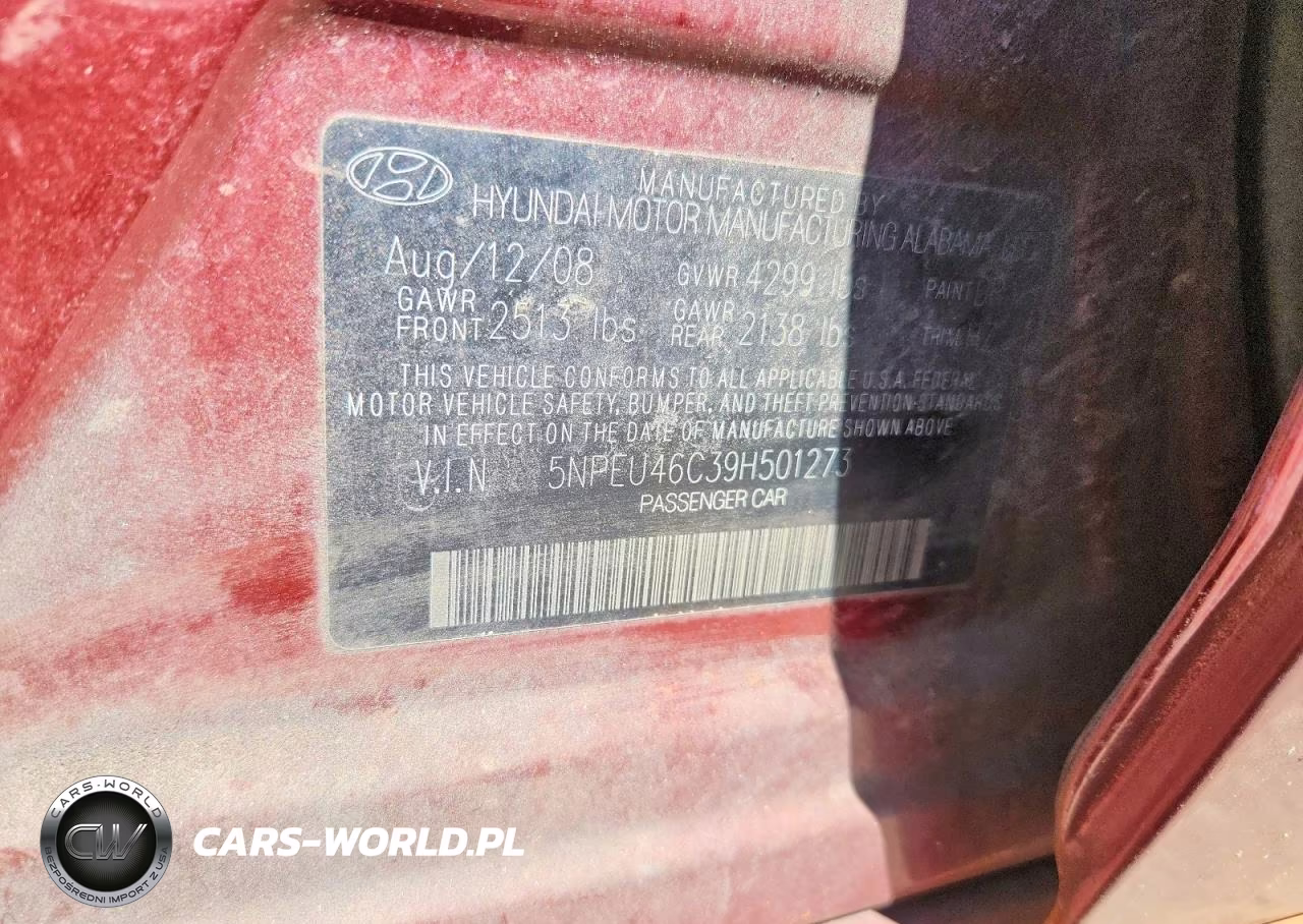 2009 Hyundai Sonata Se VIN:5NPEU46C39H501273 - 12