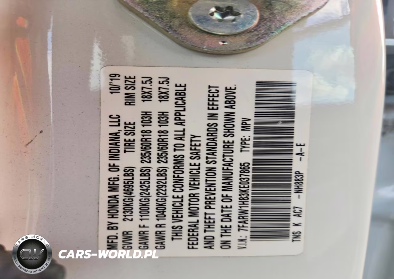 2019 Honda Cr-V Exl VIN:7FARW1H83KE037865 - 13