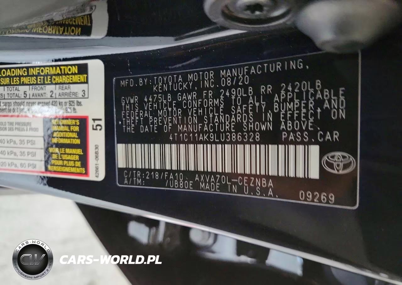 2020 Toyota Camry Le VIN:4T1C11AK9LU386328 - 12