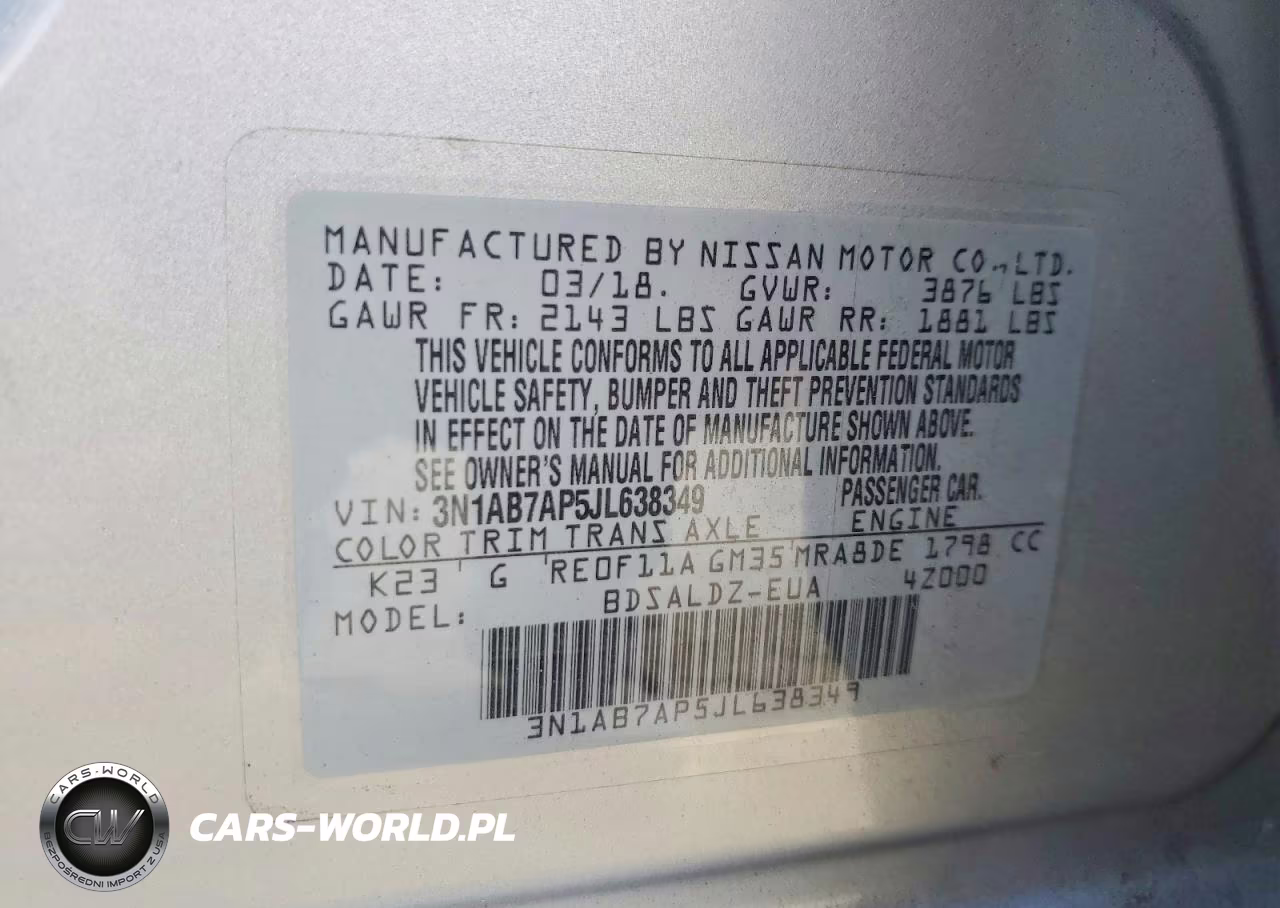 2018 Nissan Sentra Sv VIN:3N1AB7AP5JL638349 - 12