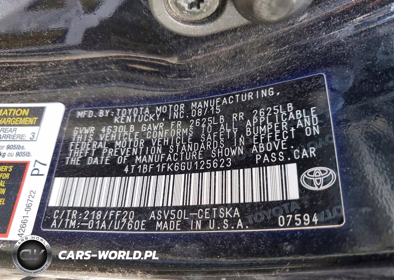 2016 Toyota Camry Se VIN:4T1BF1FK6GU125623 - 12