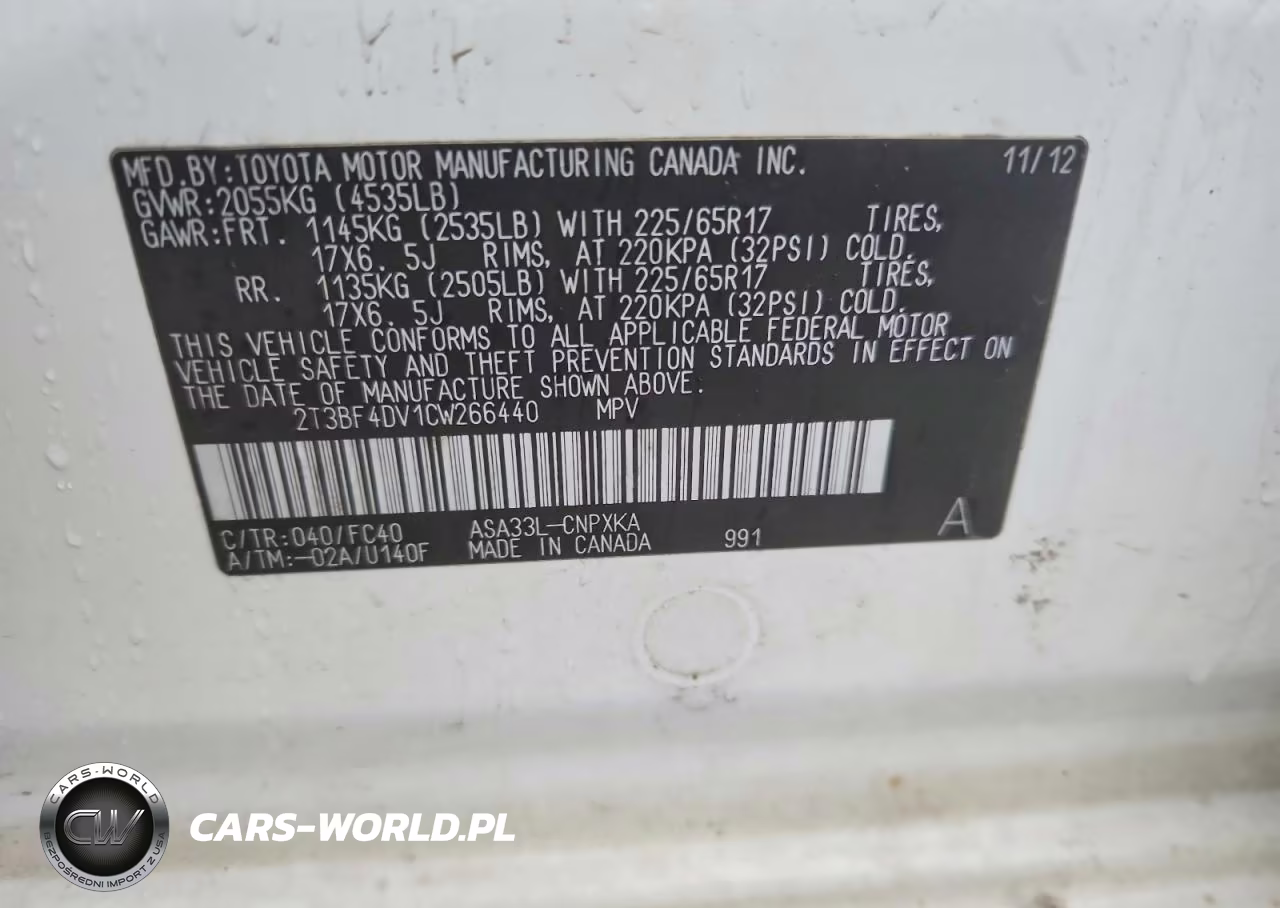2012 Toyota Rav4 Base VIN:2T3BF4DV1CW266440 - 12