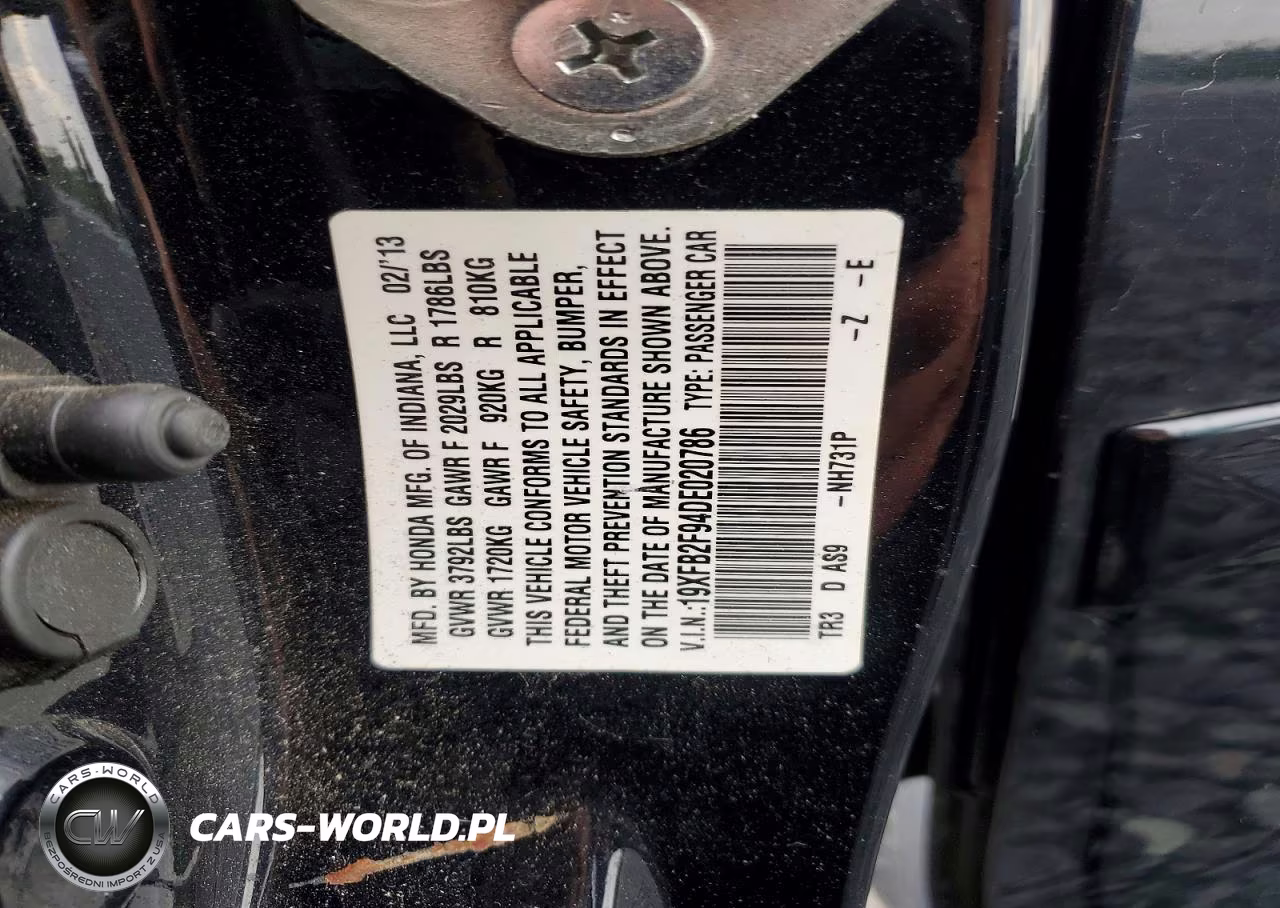 2013 Honda Civic Exl VIN:19XFB2F94DE020786 - 12