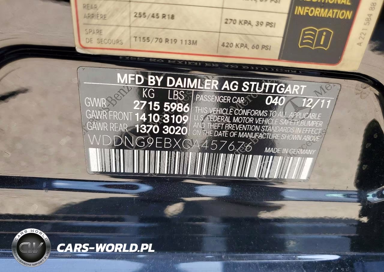 2012 Mercedes-Benz S 550 4Matic VIN:WDDNG9EBXCA457676 - 12