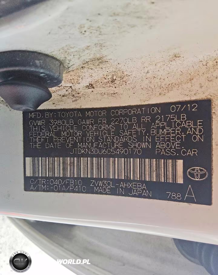 2012 Toyota Prius Two VIN:JTDKN3DU6C5490170 - 12