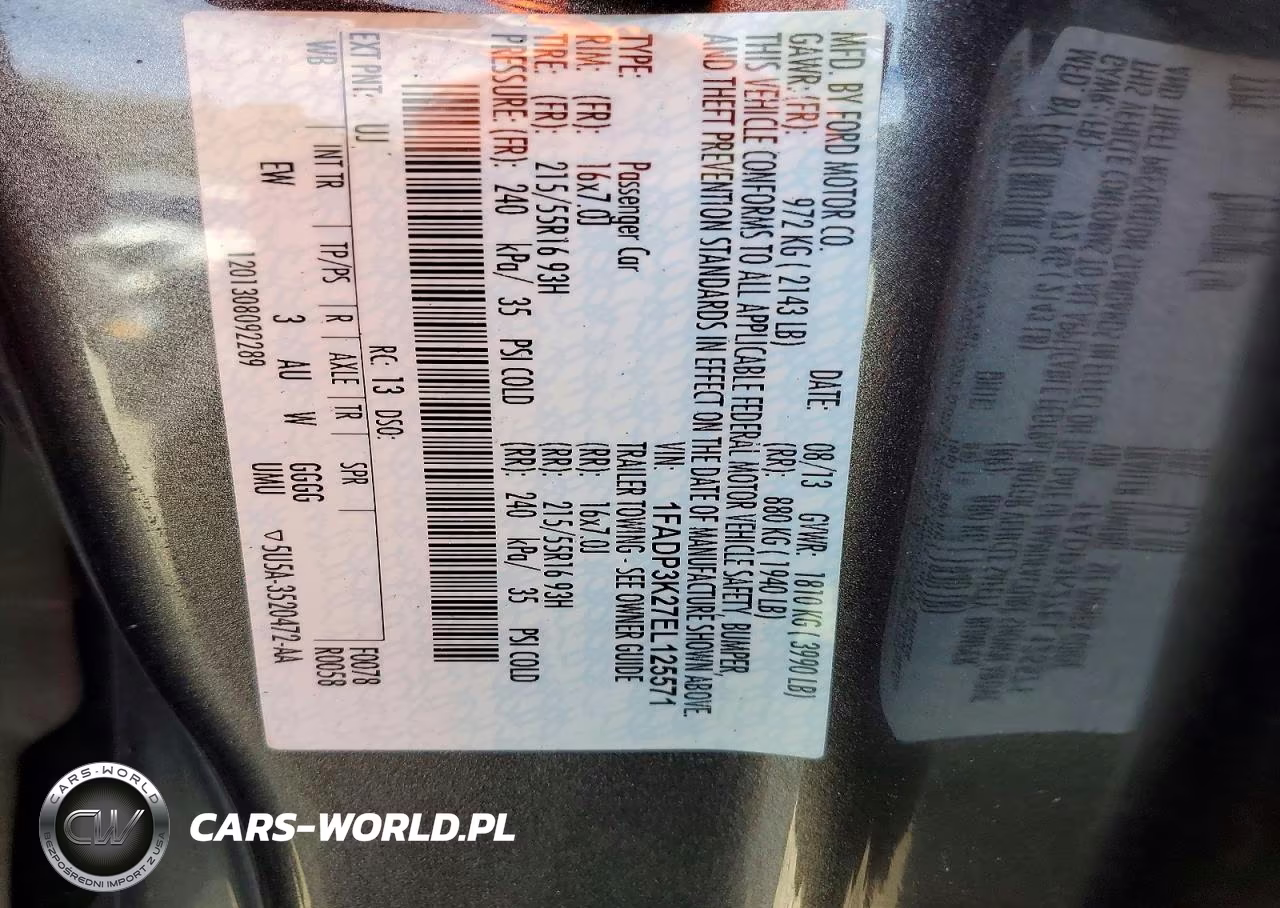 2014 Ford Focus Se VIN:1FADP3K27EL125571 - 12