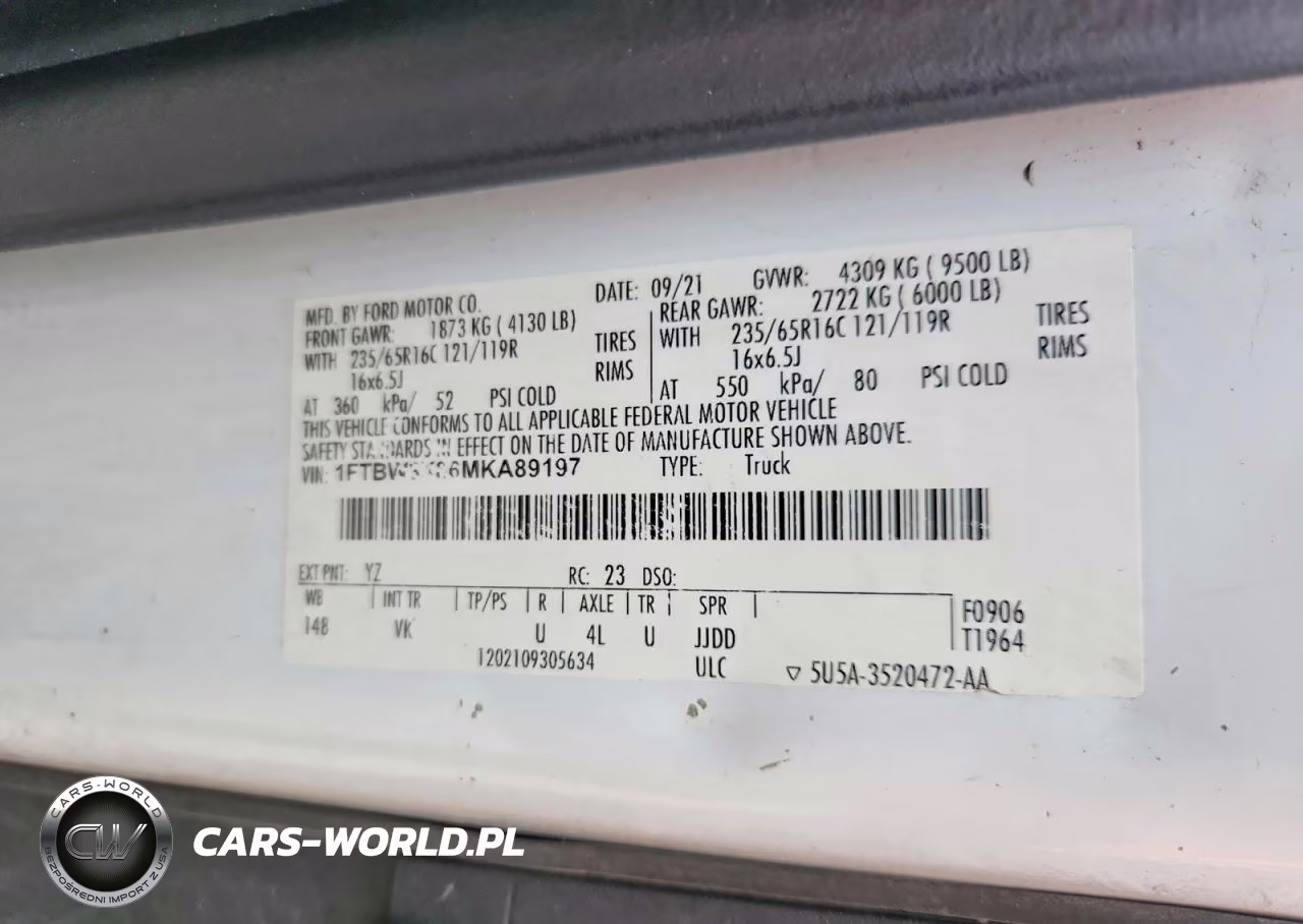 2021 Ford Transit T-350 VIN:1FTBW3X86MKA89197 - 14