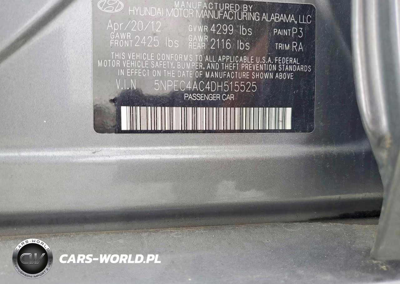 2013 Hyundai Sonata Limited VIN:5NPEC4AC4DH515525 - 12