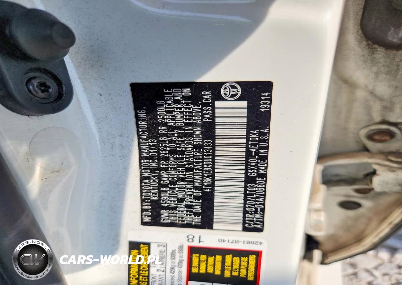 2013 Toyota Avalon Xle Touring VIN:4T1BK1EBXDU013433 - 12
