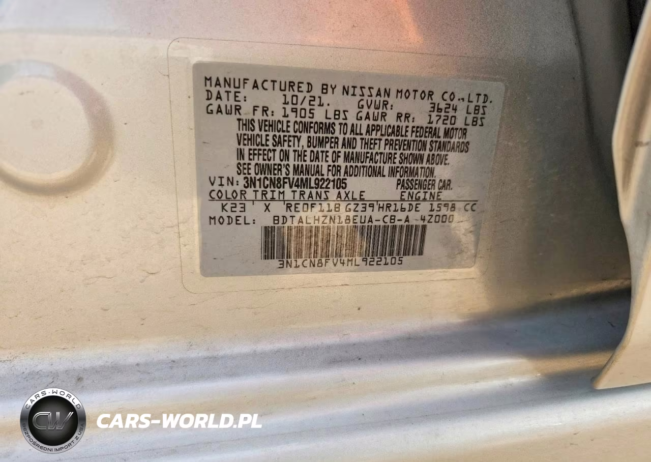 2021 Nissan Versa Sr VIN:3N1CN8FV4ML922105 - 13