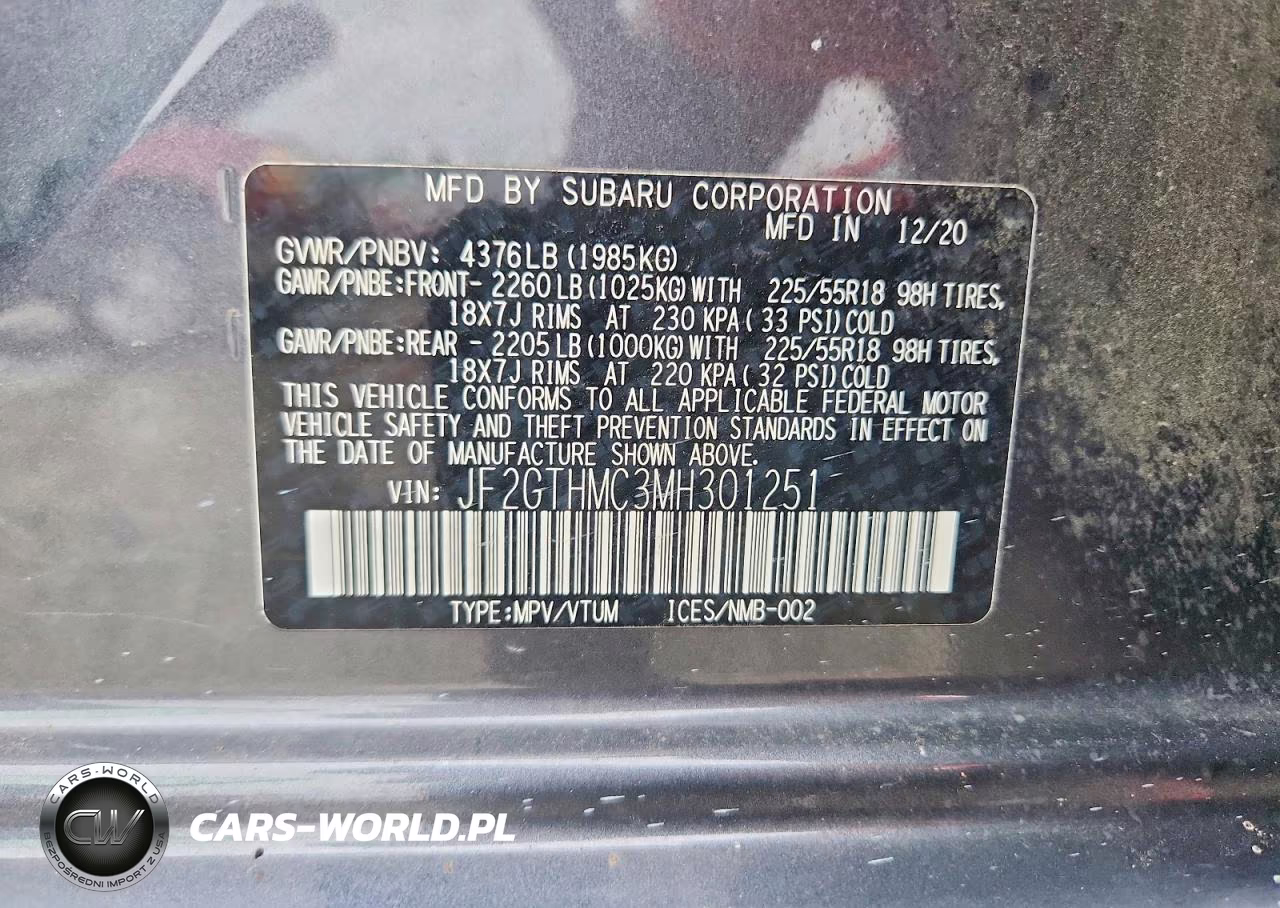2021 Subaru Crosstrek Limited VIN:JF2GTHMC3MH301251 - 12