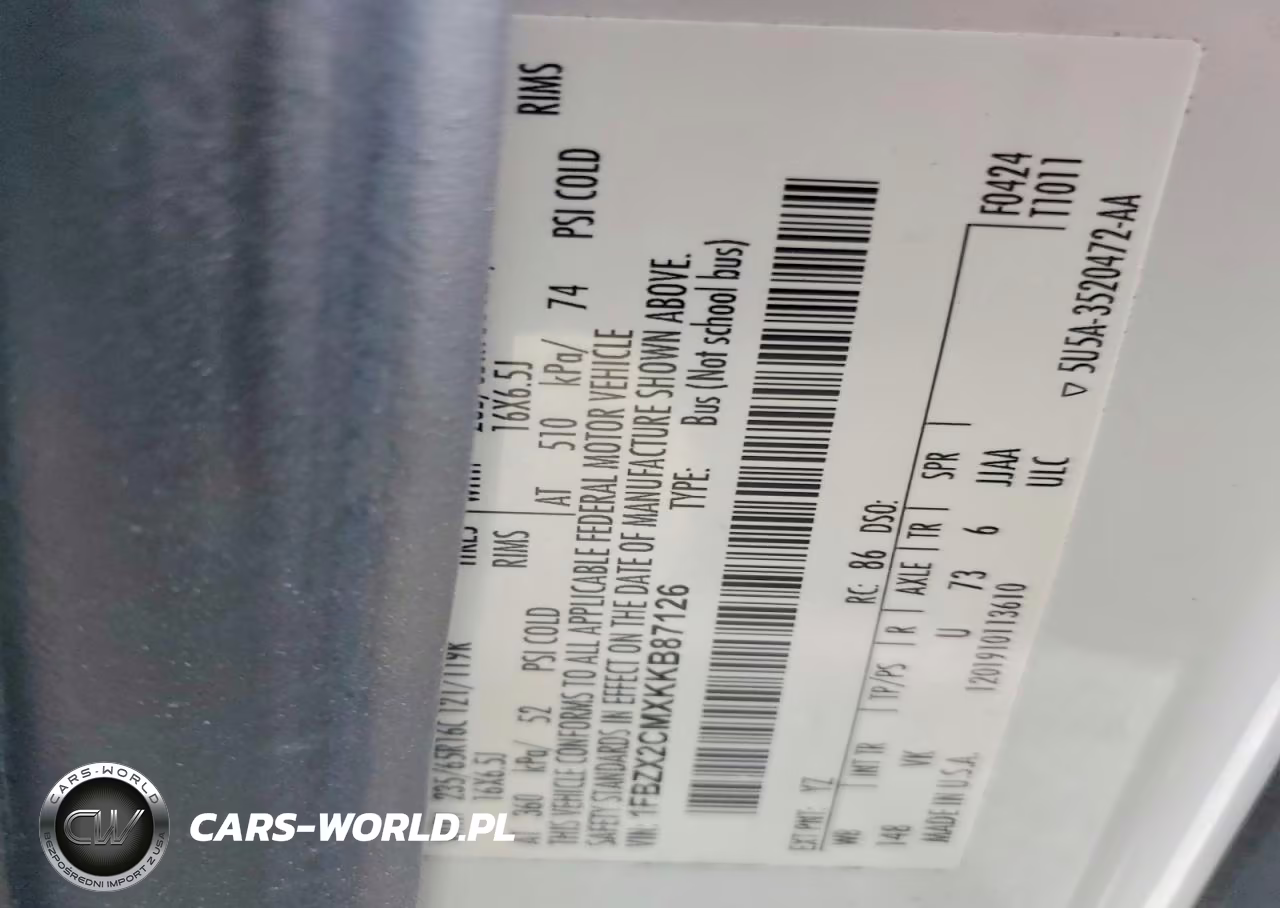 2019 Ford Transit T-350 VIN:1FBZX2CMXKKB87126 - 12