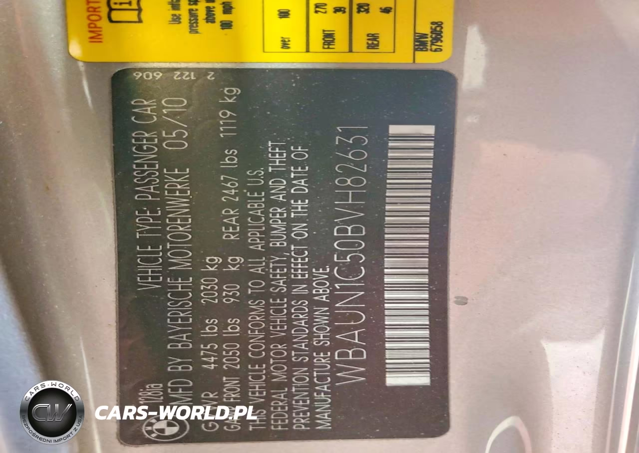 2011 BMW 128 I VIN:WBAUN1C50BVH82631 - 12