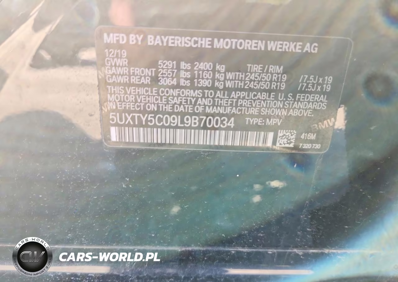 2020 BMW X3 xDrive30I VIN:5UXTY5C09L9B70034 - 12